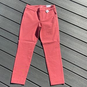 Old Navy Pixie High Rise Secret-Slim pockets Coral Polka Dot Pants NWT size 6